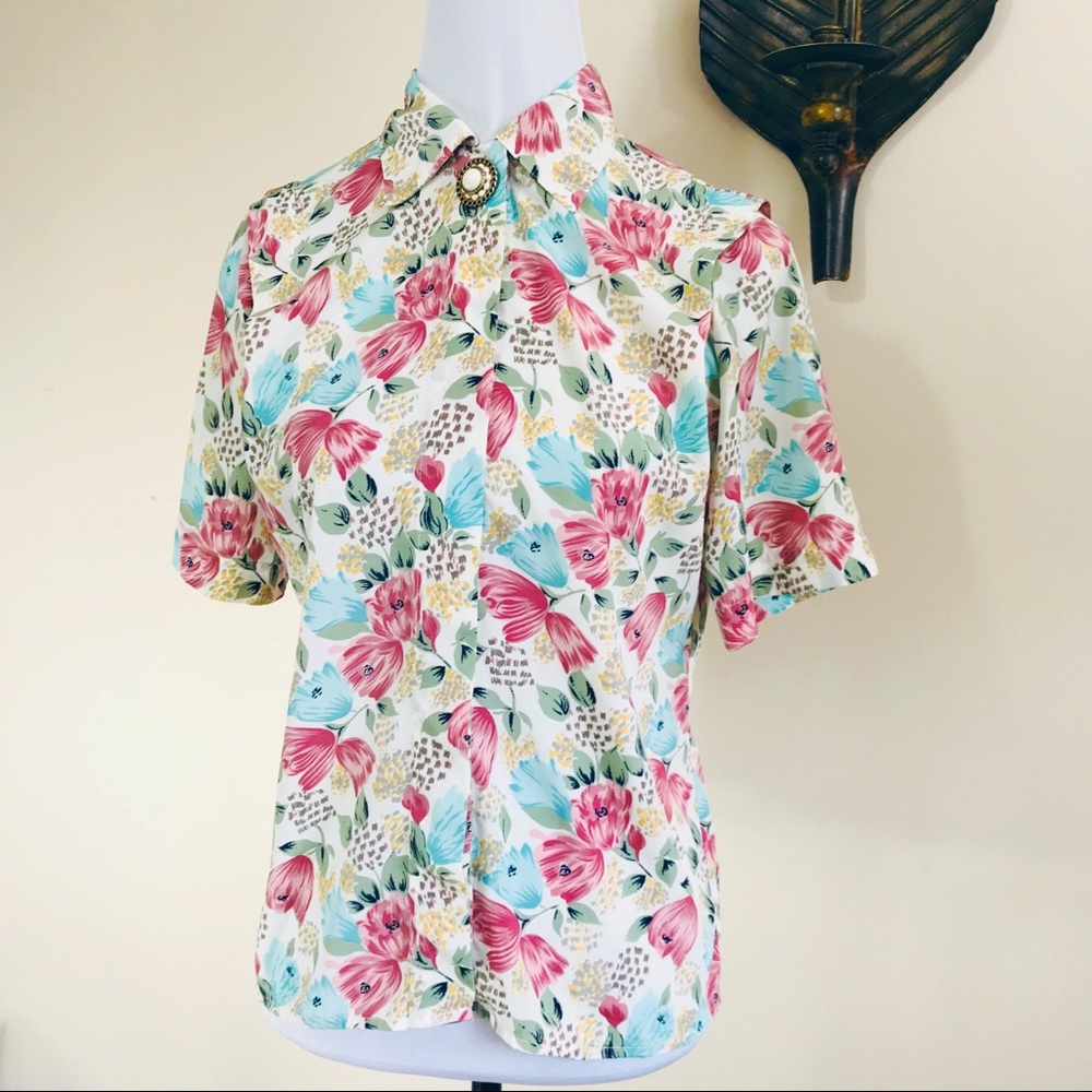 SOLD🚫Vintage Floral 50’s Librarian Lindy Bop Blouse - Picture 3 of 8